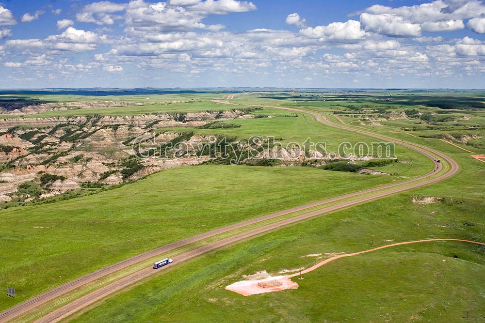 Eastbound over the plains Medora, ND Summer Aerial