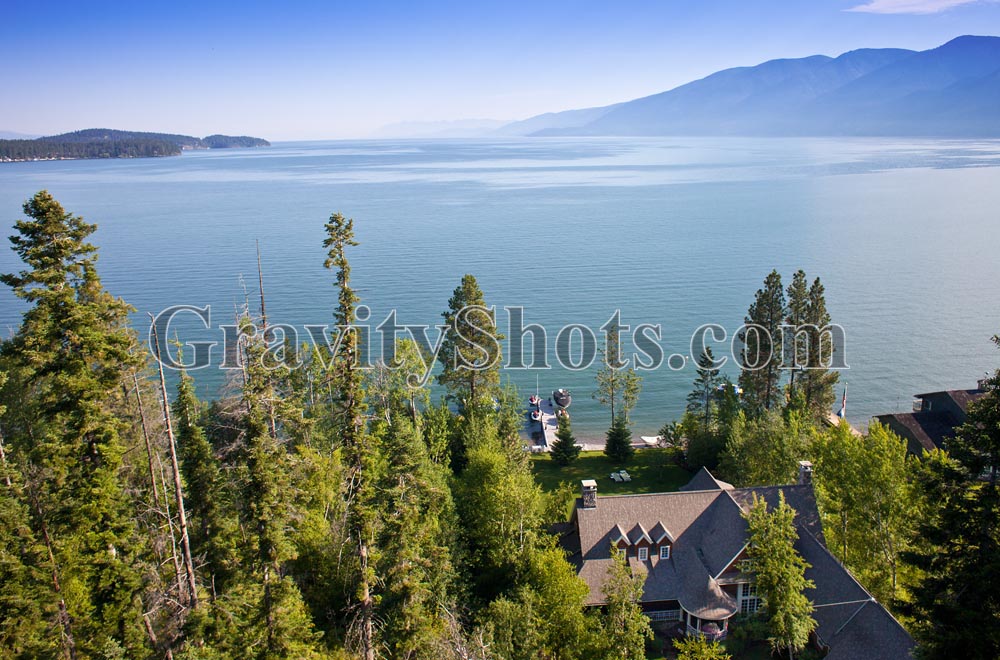 Finley Point, Polson, Montana Flathead Lake Summer Aerial