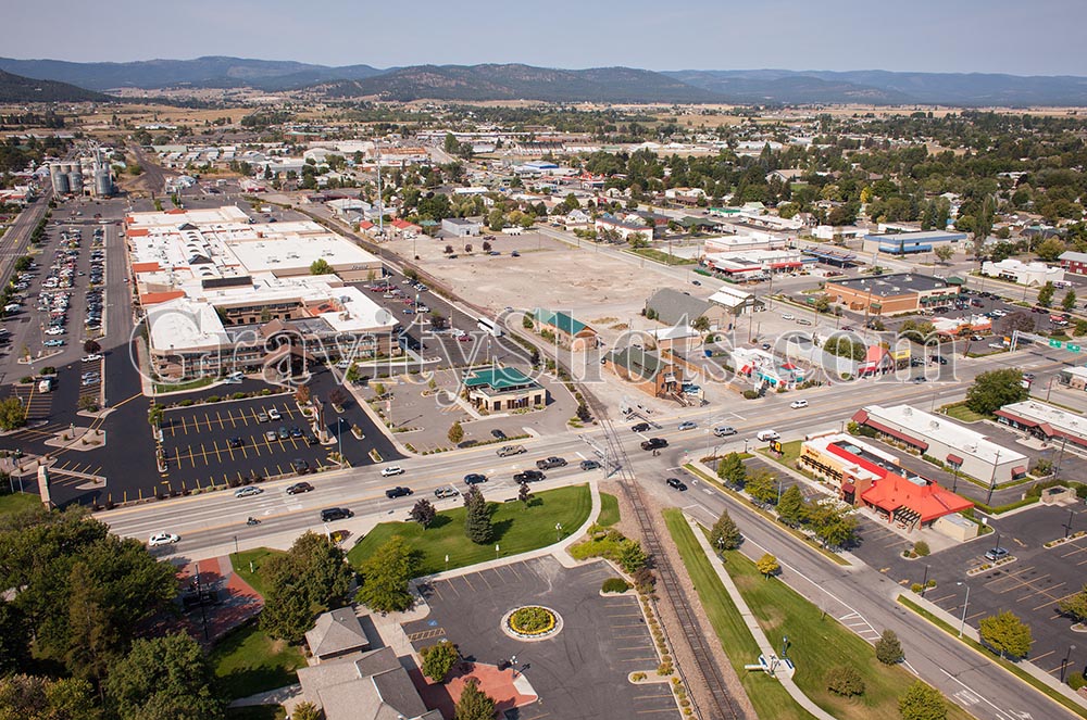 Downtown Kalispell, Montana Kalispell, MT Summer Aerial